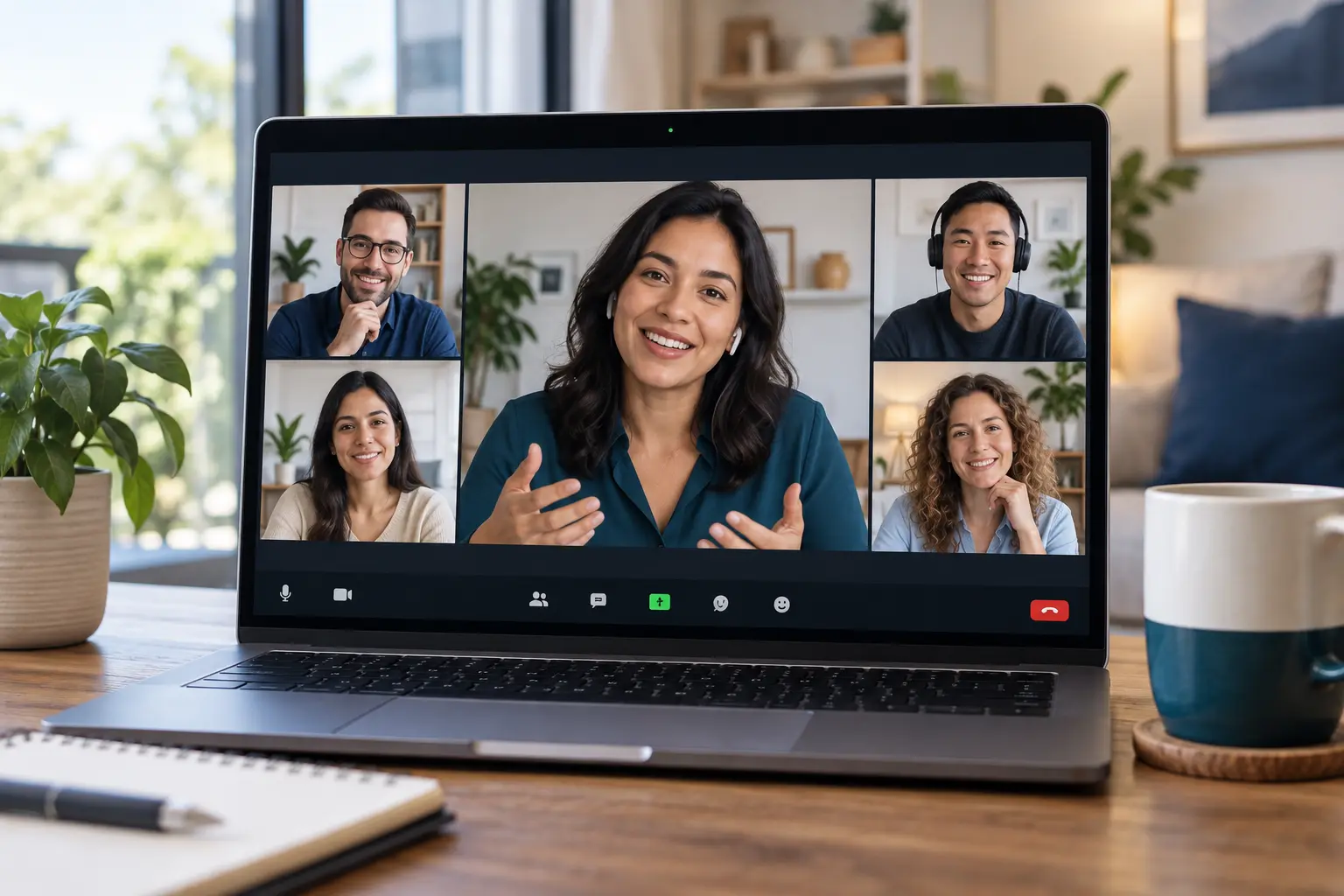 Clase de idiomas en vivo mediante una plataforma de videoconferencia